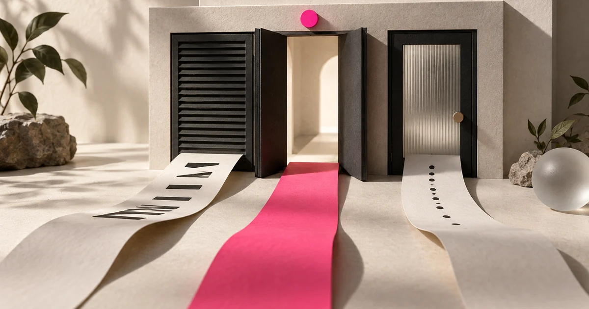 Editorial illustration of three paper routes approaching different access gates.